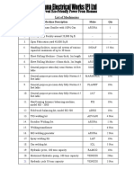 List of Machineries: Biomass Gasifier SL - No Machine Description Make Qty 1