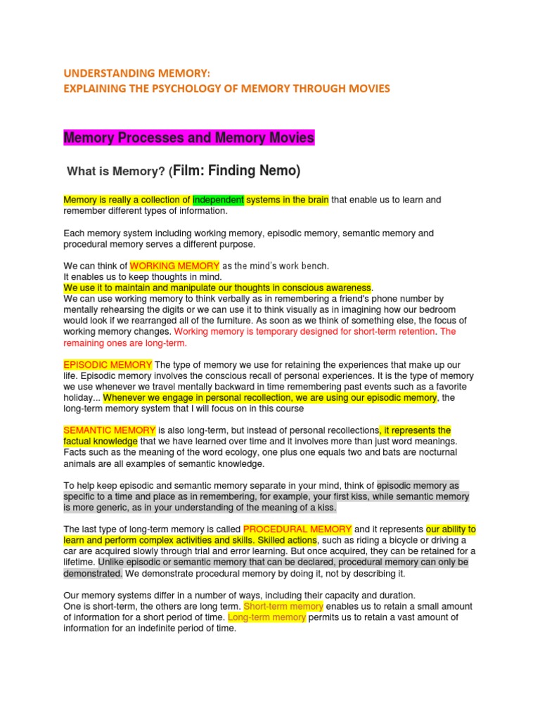 Memory Processes Notes | PDF | Amnesia | Memory
