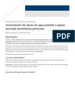 Autorización de Obras de Agua Potable o Aguas Servidas Domésticas Particular