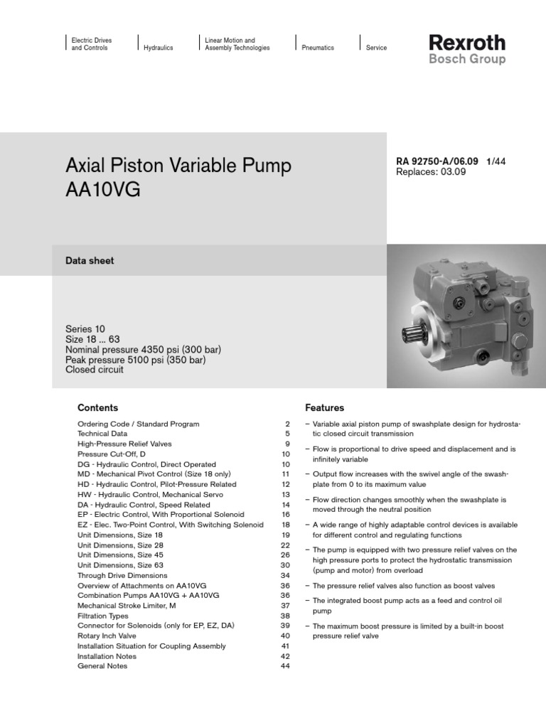 Aa10vg Rexroth PDF | PDF | Pump | Machines