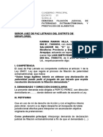 Demanda de filiación judicial y alimentos por paternidad extramatrimonial