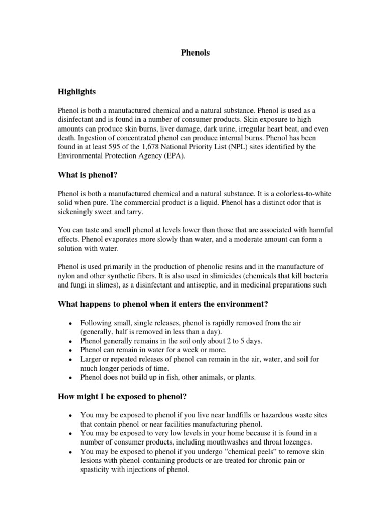 Phenols PDF PDF Toxicity Public Health