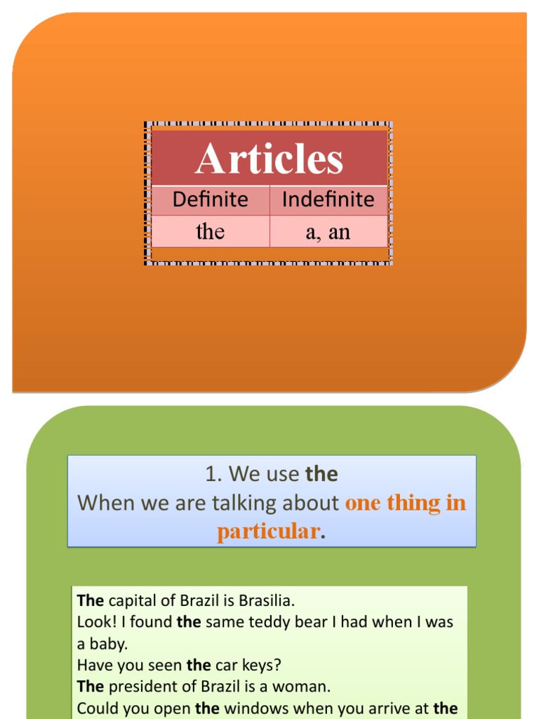 Understanding Indefinite Articles | PDF