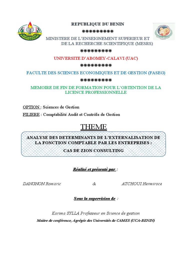 Memoire De Licence R H Pdf Sous Traitance Gestion Des Ressources Humaines