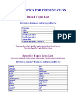 Pej 1 List of Topics For Presentation