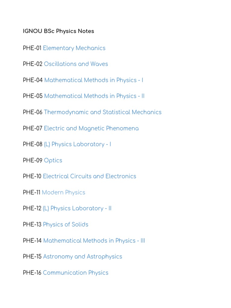 IGNOU BSC Physics Notes PDF PDF