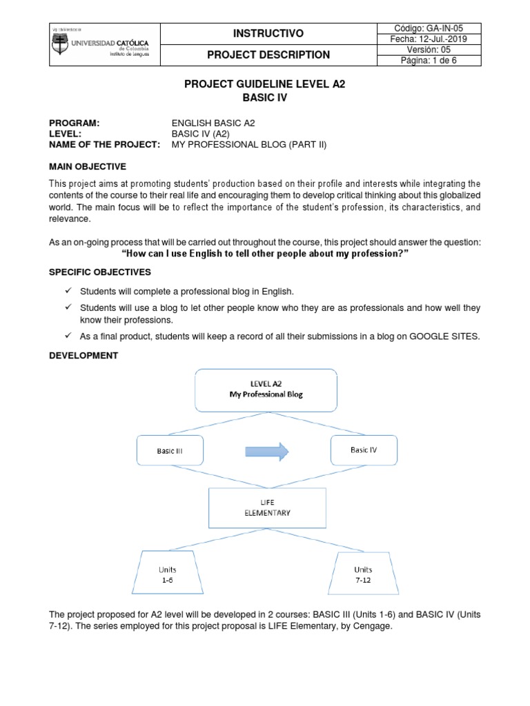 PROJECT DESCRIPTION A2 (Basic IV) GA-IN-05 PDF | PDF | Socialization ...