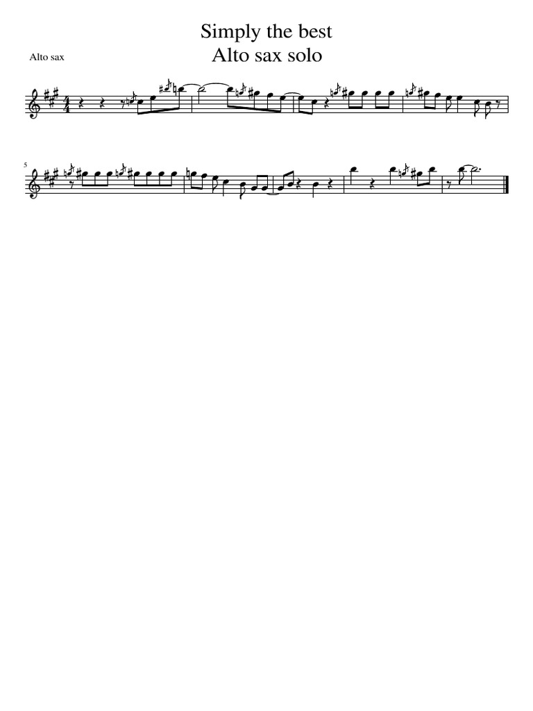 Simply The Best Alto Sax Solo PDF