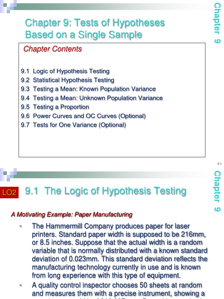 Notes09 One-Sample Hypothesis Tests | PDF | Type I And Type Ii Errors ...