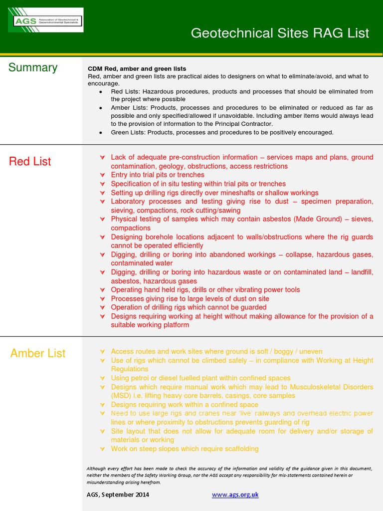 Geotechnical RAG List Overview | PDF | Drilling Rig | Geotechnical ...
