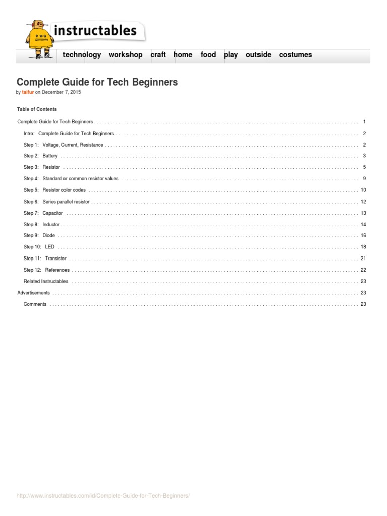 Complete Guide For Tech Beginners: Technology Workshop Craft Home Food ...