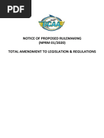 Notice of Proposed Rulemaking (NPRM 01/2020) Total Amendment To Legislation & Regulations