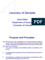 Recovery of Samples: Abdul Matin Department of Geology University of Calcutta