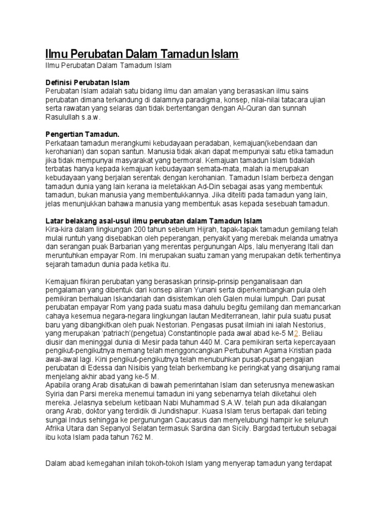 Ilmu Perubatan Dalam Tamadun Islam Pdf