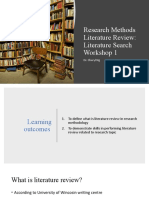 Research Methods Literature Review: Literature Search Workshop 1