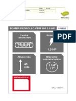 Bomba Pedrollo CPM 650 1.5 HP Caudal 160 Lts/min Potencia: Kreativ