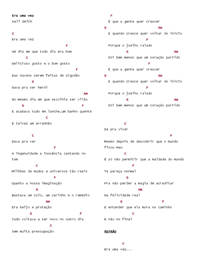 Era Uma Vez Letra Cifra