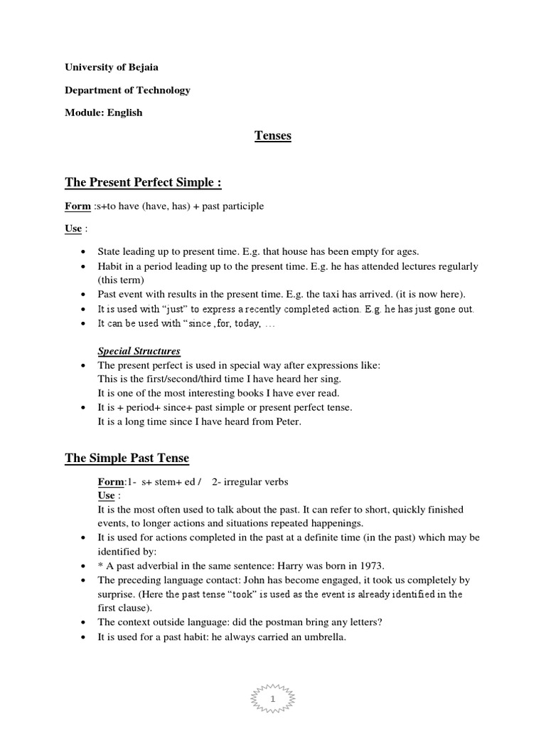 Understanding English Tenses Guide | PDF | Grammatical Tense ...