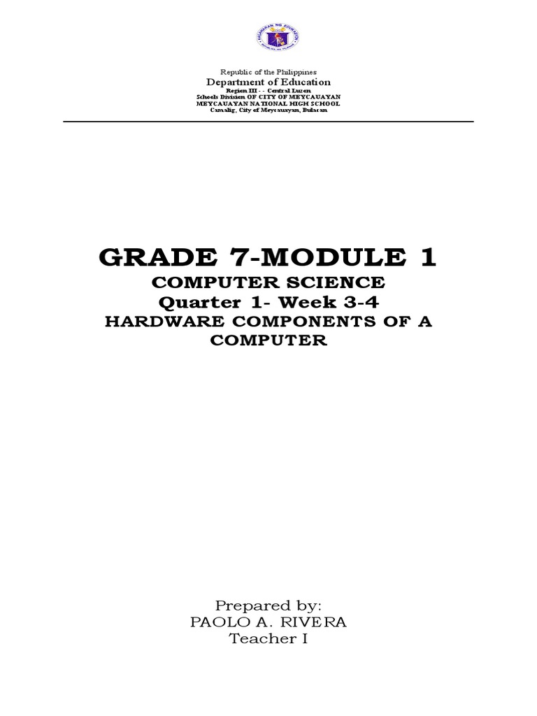 Grade 7-Module 1: Computer Science Quarter 1-Week 3-4 | PDF | Computer ...