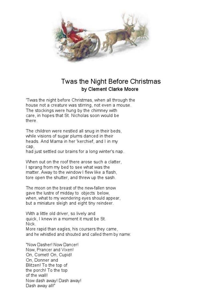 night before christmas poem | pdf | santa claus's reindeer