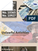 Anti-Money Laundering Act amendments by Republic Acts No. 10365 and 10927