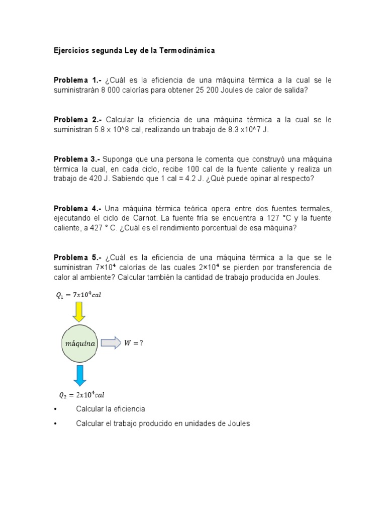 Ejercicios Segunda Ley de La Termodinámica Alumnos | PDF