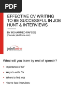 Effective CV Writing To Be Successful in Job Hunt & Interviews