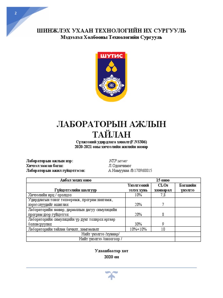 Лабораторын ажлын тайлан 4 | PDF