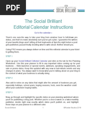 Social Brilliant Editorial Calendar Instructions