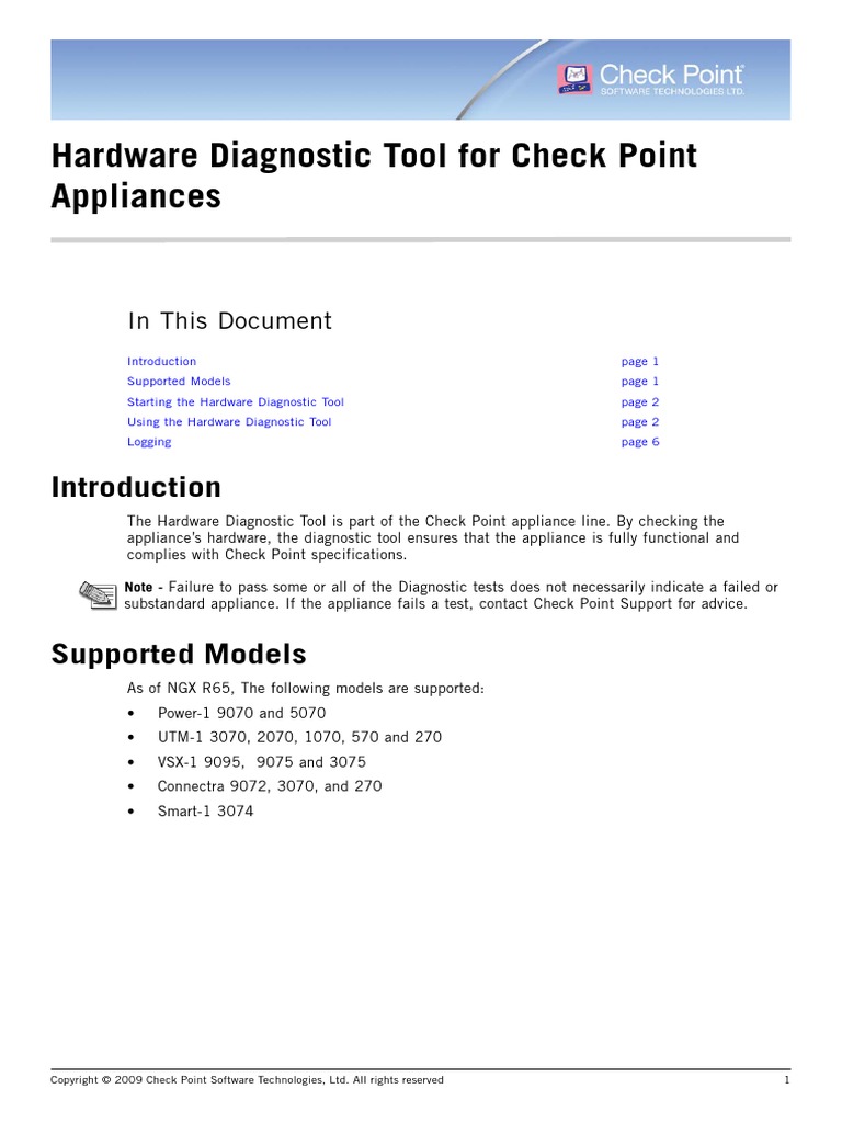 Hardware Diagnostic Tool For Check Point Appliances in This Document