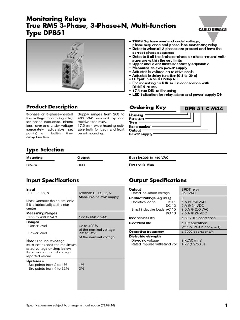 Monitoring Relays Comprehensive Technical Specifications and Operating