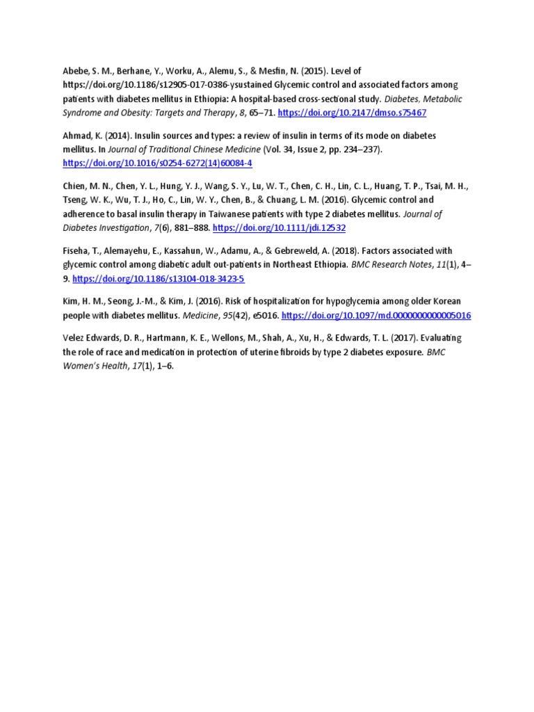 Abebe Pdf Diabetes Management Diabetes
