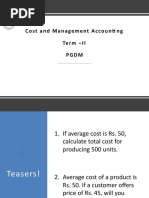 Cost and Management Accounting Term - II PGDM