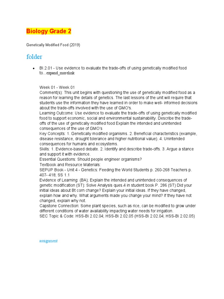Genetically Modified Food in Grade 2 Biology | PDF | Acid | Chemical ...