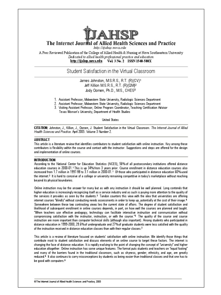 Student Satisfaction in The Virtual Classroom PDF | PDF | Educational ...
