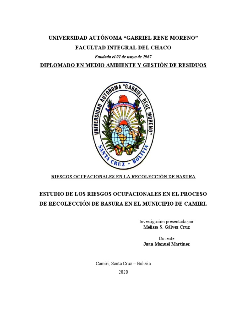 Riesgos Ocupacionales en Recolección de Basura | PDF | Residuos ...