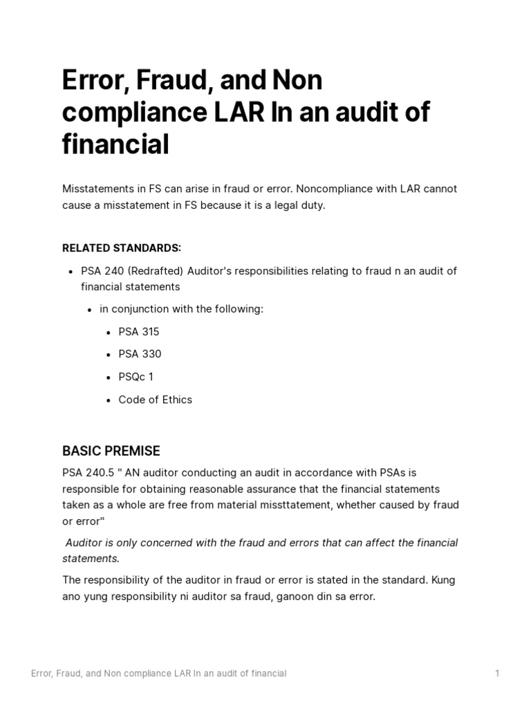 Distinguishing Fraud and Error in Audits | PDF | Fraud | Audit