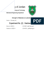 University of Jordan: Experiment No. (2) : Hardness Test