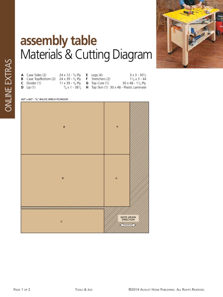 Materials & Cutting Diagram: Assembly Table | Download Free PDF ...