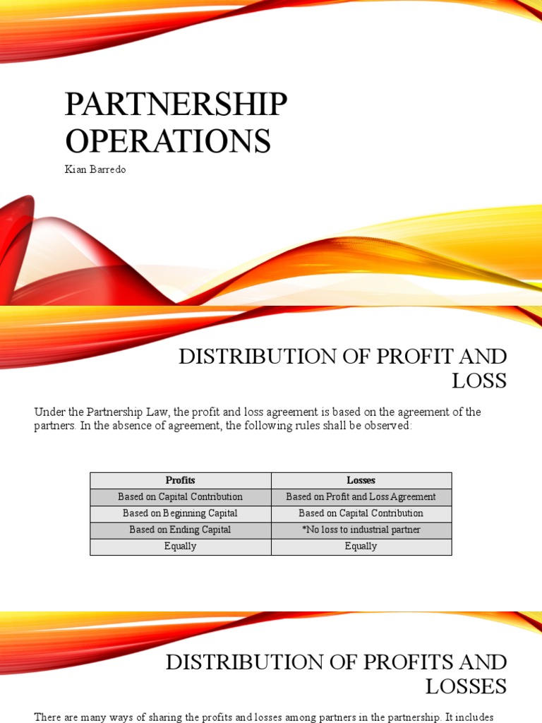 Partnership Profit and Loss Distribution Guide | PDF | Partnership ...