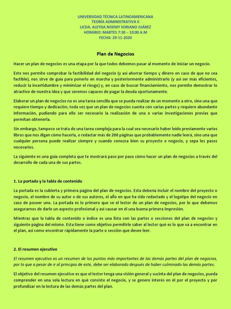 Cómo Hacer Un Plan de Negocios Paso A Paso PDF | PDF | Presupuesto ...