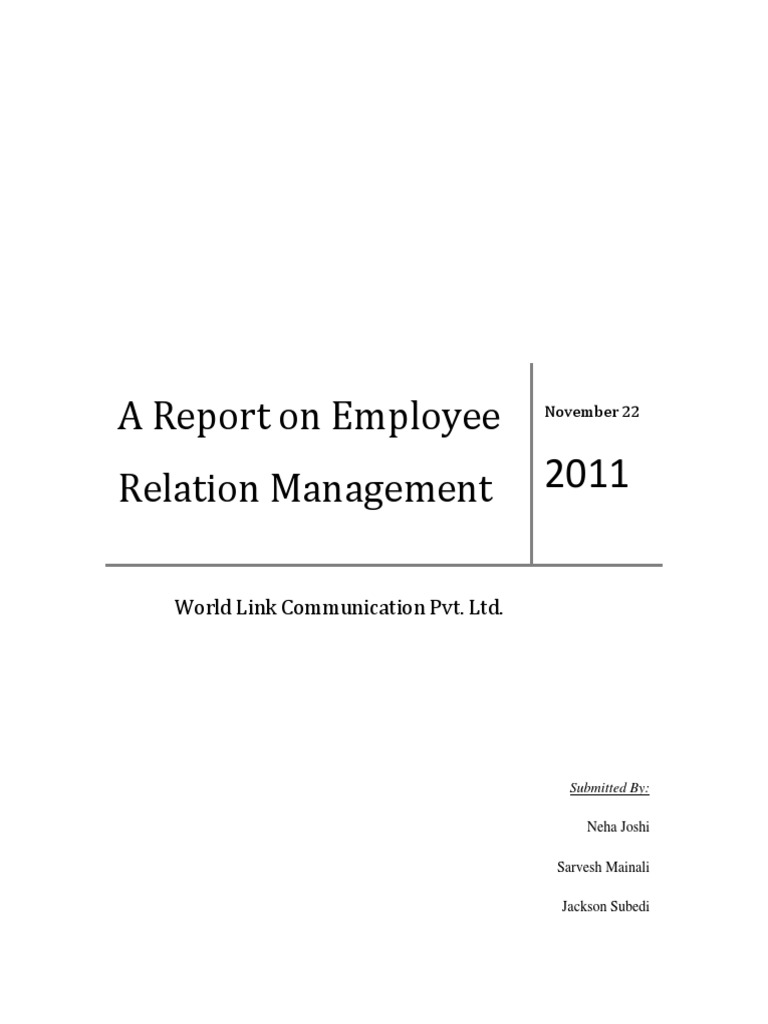 Employee Relation Management Report | PDF | Recruitment | Employment