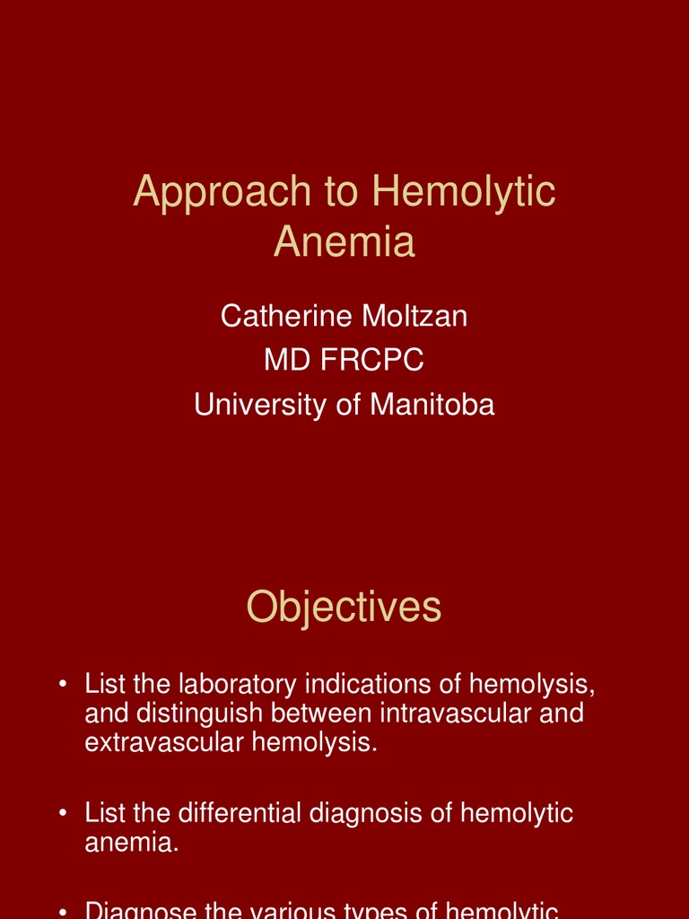 Approach to Hemolytic Anemia Diagnosis | PDF | Anemia | Clinical Pathology