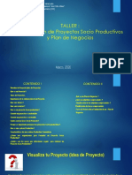 Taller: Elaboración de Proyectos Socio Productivos y Plan de Negocios