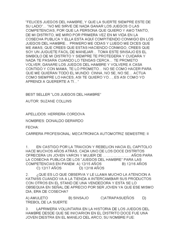 Descargar Los Juegos Del Hambre Epub Felices Juegos Del Hambre | PDF | Los juegos del hambre | Obras sobre niños  soldados