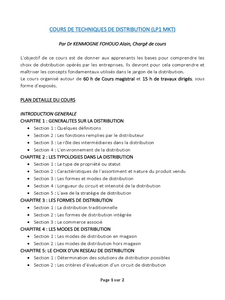 Techniques de Distribution Commerciale | PDF | Commerce de détail ...