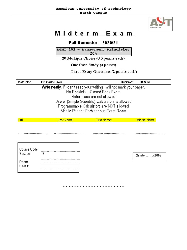 MGMT 201 Midterm Exam Overview | PDF | Decision Making | Psychological ...