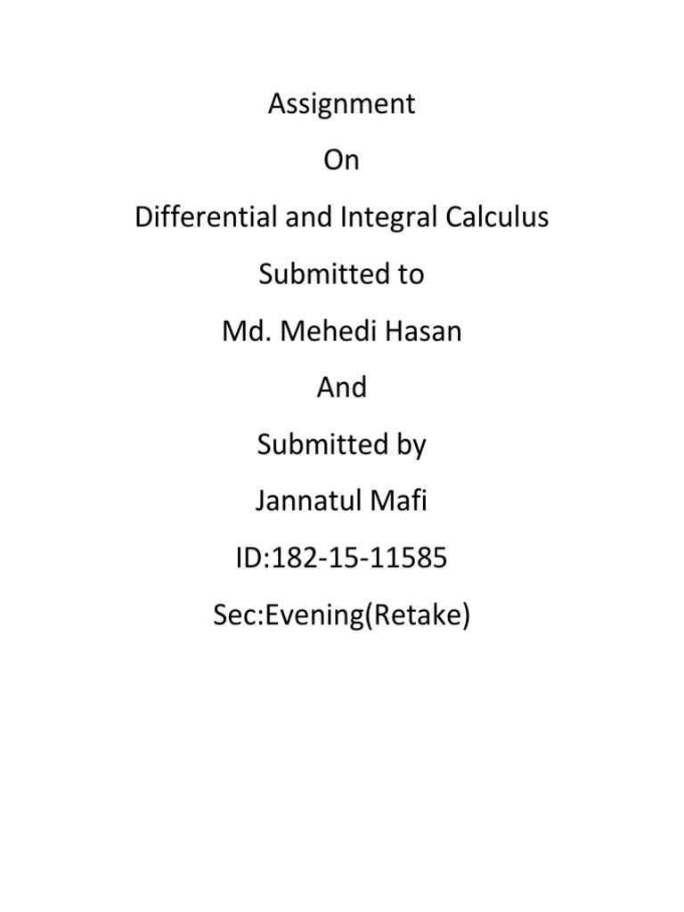 Differential and Integral Calculus Assignment | PDF