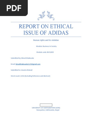 Report On Ethical Issue of Adidas: Human Rights and Its Violation | PDF Rights Employment