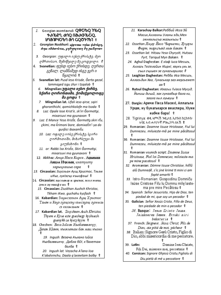 Jesus Prayer in All Languages 600 | PDF | Social Science